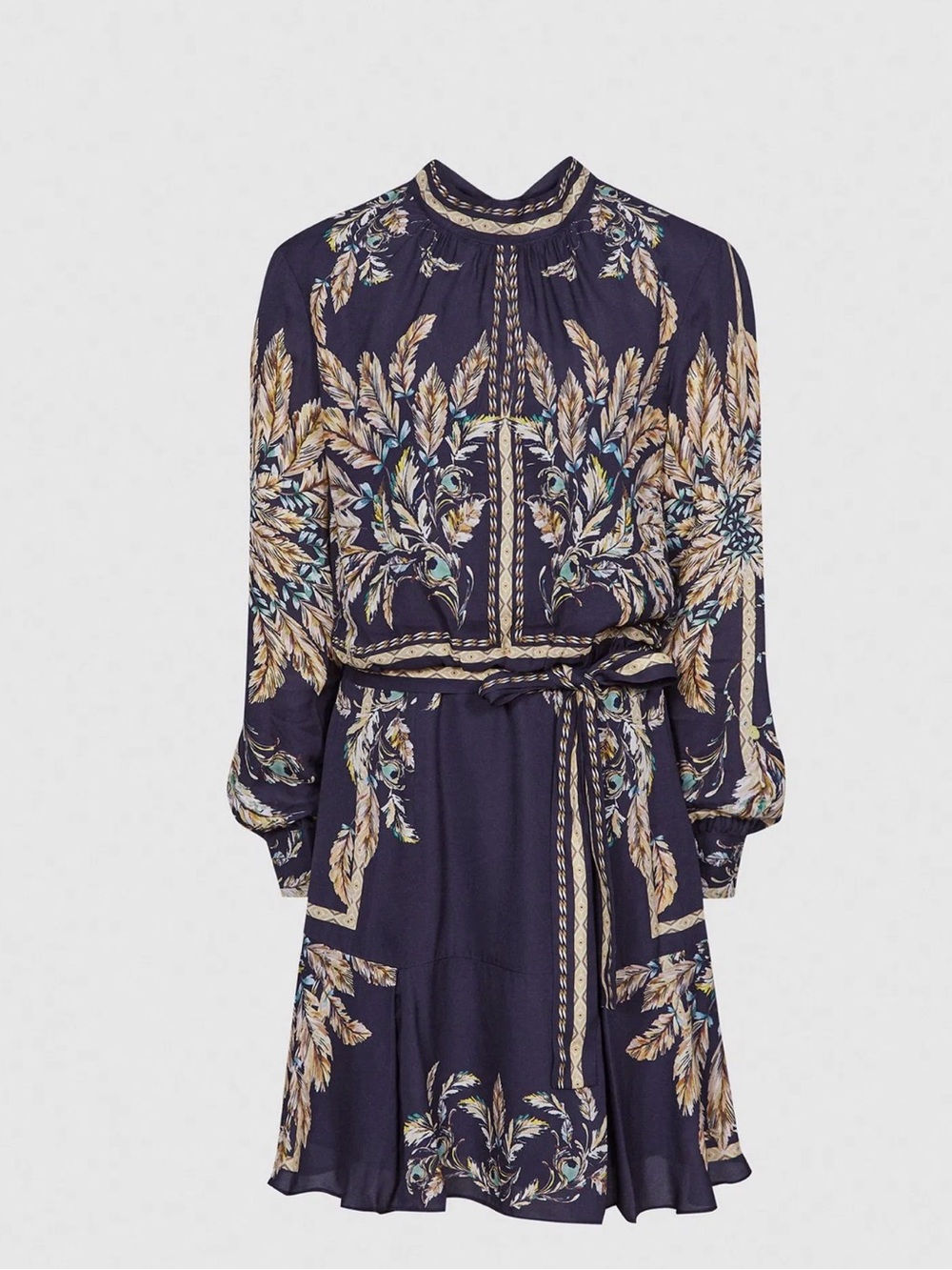Reiss Gold Baroque Print dress
